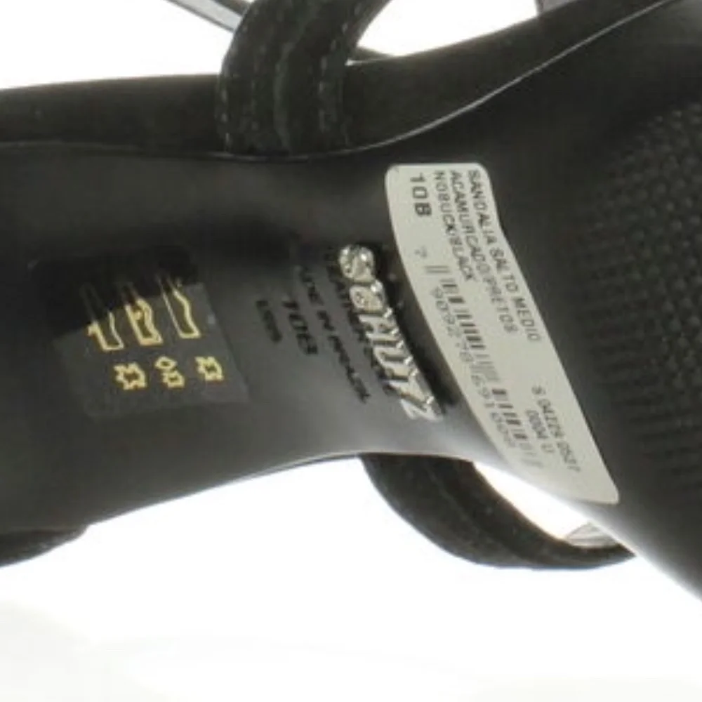 Schutz Cayenne Black Suede Stiletto Heel Pump Ankle Strap Dtress Shoe Sandals 10